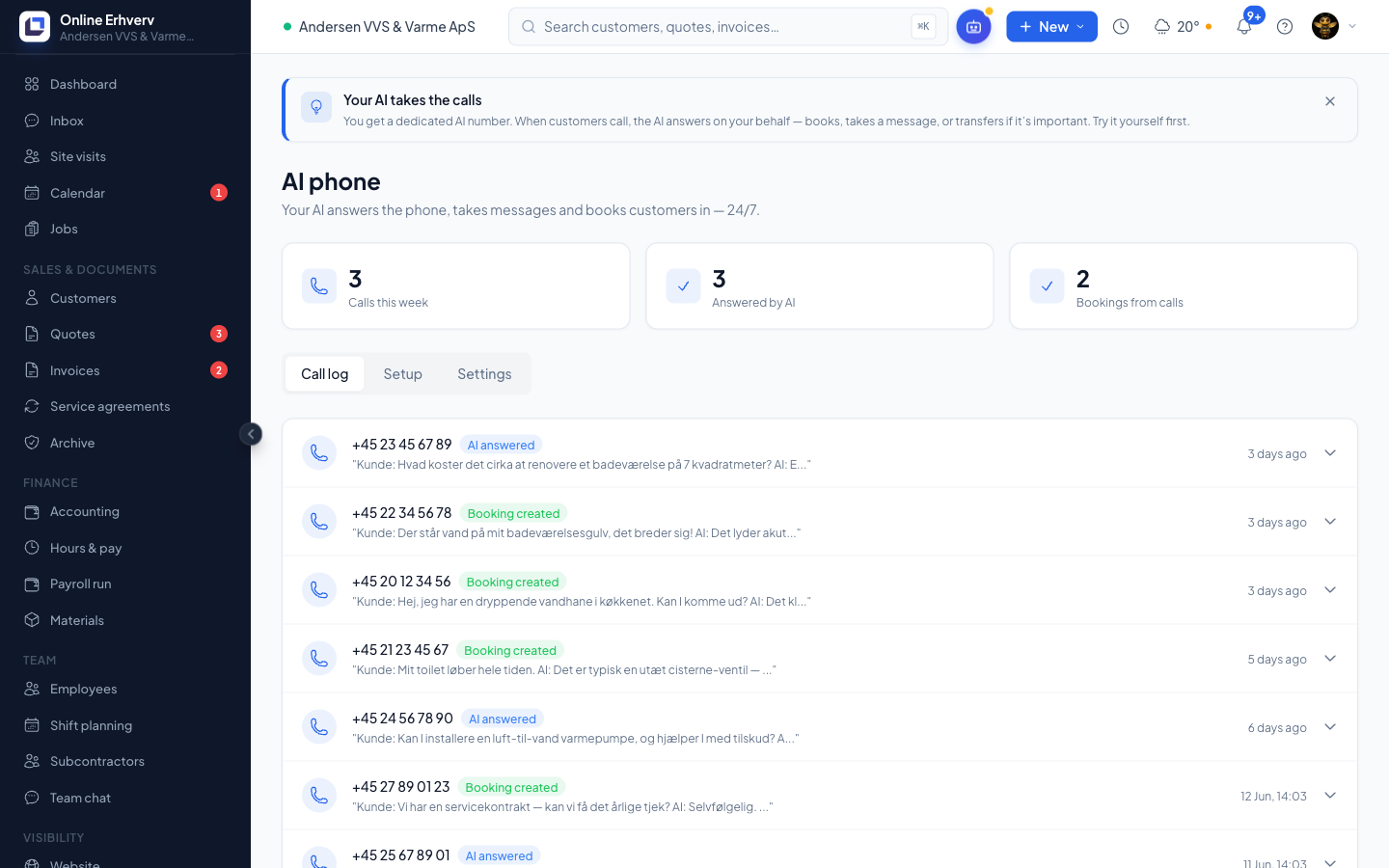 AI phone in Online Erhverv